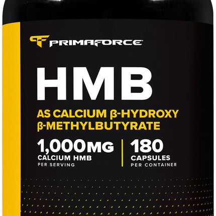 Primaforce HMB (Beta-Hydroxy Beta-Methylbutyrate) 1000mg, 180 Capsules (500mg Per Capsule) - Gluten Free and Non-GMO Supplement