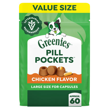 Greenies Pill Pockets Large Size Dog Treats, Chicken Flavor, 15.8 oz