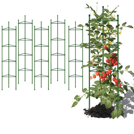 G-LEAF 6 Pack 5ft Tomato Cage for Garden Plant Support, Garden Stakes Tomato Cage, Tomato Cages Plant Stakes for Climbing Plants