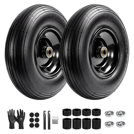 LTNICER (2-Pack) 4.00-6 Wheelbarrow Tires and Wheels, 13" Pneumatic Tire with 5/8" or 3/4" Bearings, Heavy Duty Replacement Wheel for Wheelbarrow, Garden Cart, Hand Truck