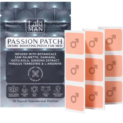 Laki Naturals Passion Patch for Men (1 Count, Pack of 15) – Supports Circulation, Vitality, Vigour and Energy with Natural Ingredients – Non-Habit Forming, Time-Released Men’s Health Wellness Patches