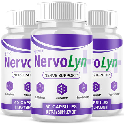 (3 Pack) NervoLyn Capsules, Official Nervo Lyn Supplement Pills with All Natural Ingredients, NervoLyn Advanced Formula Nerve Support Supplement with Premium Vitamins for Women & Men (180 Capsules)