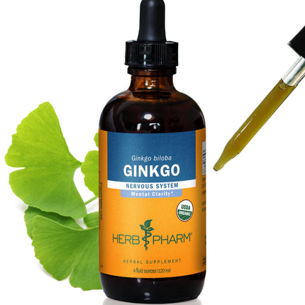 Herb Pharm Certified Organic Ginkgo Biloba Liquid Extract for Memory and Concentration - 4 Ounce
