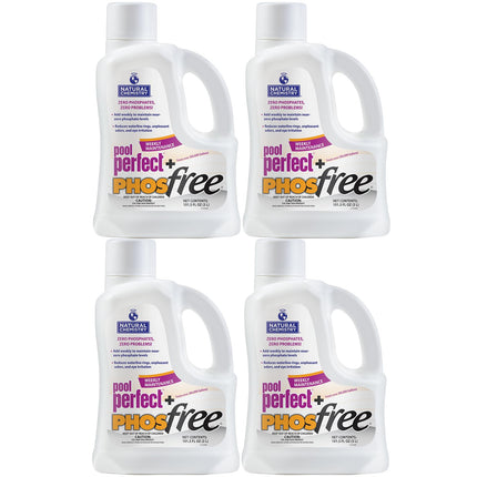 Natural Chemistry Pool Perfect + Phosfree, 3 L, 4 Pack, Phosphate Remover, Reduces Waterline Rings, Unpleasant Odors & Eye Irritation