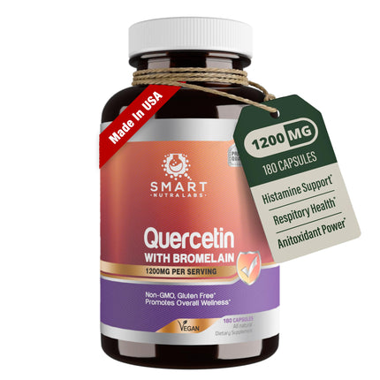 Smart Nutra Labs Quercetin with Bromelain- 180 Count, 1200mg Serving- Supports Immune Health & Energy- Vegan Friendly, Non-GMO, Gluten Free Capsules