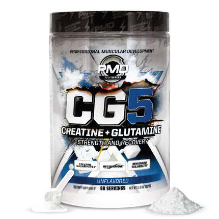 PMD Sports CG5 Premium Creatine & L Glutamine Powder, Power Recovery, Build Lean Muscle, Increase Workout Performance, Maximum Strength Pre Workout & Post Workout, Unflavored, 60 Servings