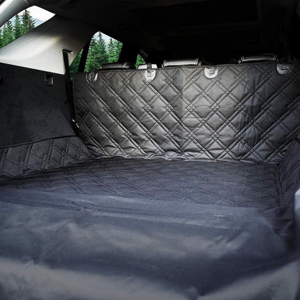 Bulldogology SUV Cargo Liner for Dogs 55"x82" Heavy Duty Pet Trunk Cargo Cover Area - Trunk Cover Car Protector for Dogs Waterproof Nonslip Mat - Dog Cargo Liner SUVs Vans Cars (Large, Black)