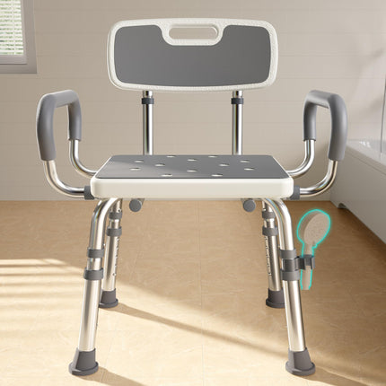 Bluelog Shower Chair for Inside Shower with Arms and Back, 500lbs Capacity Height Adjustable Shower Seat with Thickened Frame for Seniors, Elderly and Disabled