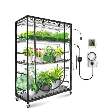 JESLED Indoor Greenhouse with Grow Light, 35.4x13.8x59IN