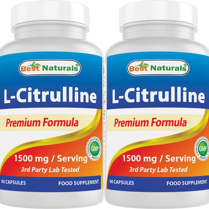 Best Naturals L-Citrulline Capsules - 1500mg/Serving - Non-GMO - Gluten Free - 90 Capsules (90 Count (Pack of 2))