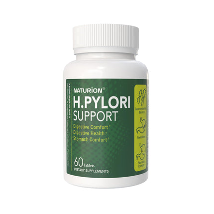 NATURION H. Pylori Support - Digestive Health Supplement with G-FOS Blend, Whey Protein, Licorice, Mastic Gum, Vitamin U, and Vitamin B2 - Stomach Comfort & Gut Balance - 60 Tablets, 30 Day Supply