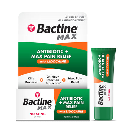 Bactine MAX Antibiotic + Pain Relieving Ointment - Antibiotic Ointment with Lidocaine - Pain + Itch Relief for Minor Cuts & Scrapes & Burns - Lidocaine Numbing Cream - 0.5oz