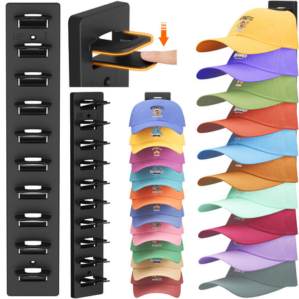 Lifewit Wall-Mounted Hat Organizer, 20 Baseball Caps Storage with Clamps