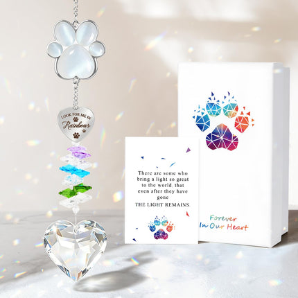 Pet Memorial Gifts for Loss of Dog or Cat, Paw Print Crystal Suncatcher