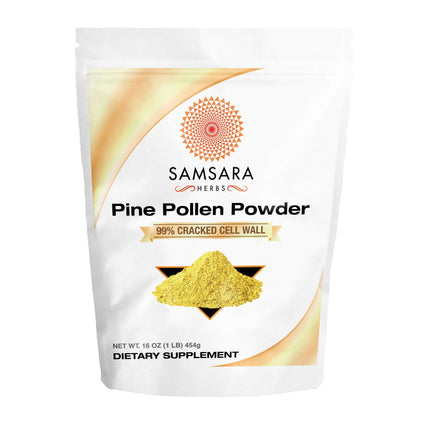 Samsara Herbs Pine Pollen Powder Wild Harvested - 99% Cracked Cell Wall (16oz/454g) Supports Healthy Energy & Longevity