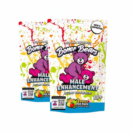 Boner Bears Male Enhancement Gummies- Stamina, Endurance, Performance Booster - (2 Packs, 6 doses)