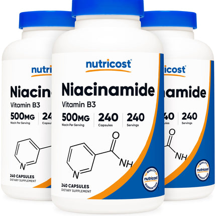 Nutricost Niacinamide (Vitamin B3) 500mg, 240 Capsules (3 Bottles)