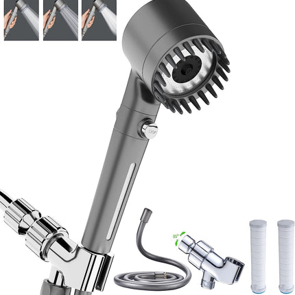 Shower Head with Handheld, Shower Heads High Pressure, High Flow Even with Low Water Pressure-Hand Held Showerhead Set,3 Modes Filtered Showerhead with 59″Replacement Hose/Bracket/Cotton Filters