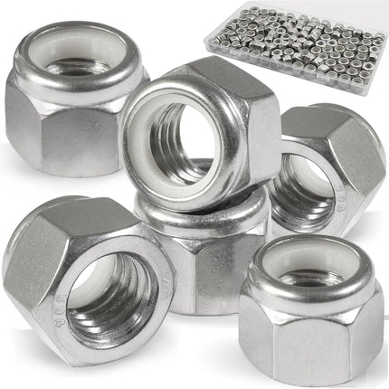 Vifmy 1/4-20 Lock Nut, 110Pcs Stainless Steel Nylock Insert Locking Nuts