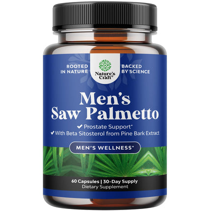 Saw Palmetto for Men with Beta Sitosterol - Saw Palmetto Extract Prostate Support Supplement for Men's Health & Better Bladder Control Plus Restoring Hair Supplement for Hair Health for Men - 60ct