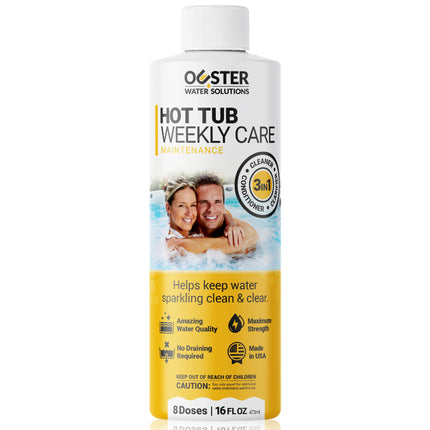 Bio Ouster 3-in-1 Weekly Hot Tub Chemicals & Spa Chemicals - Cleaner Clarifier Conditioner for Inflatable & Acrylic Spas - Chlorine Bromine Saltwater - No Draining, Made in USA, 16oz Bottle (8 Week)