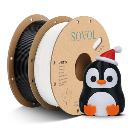 Sovol 3D Printer PETG Filament 2kg (4.4 lbs) Spool Printing Materials, Wiring Tightness, Dimensional Accuracy +/- 0.03 mm, 1.75 mm, Black + White