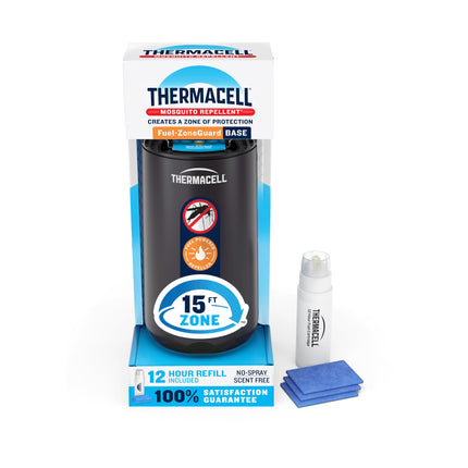 Thermacell Fuel-ZoneGuard Base Fuel Powered Mosquito Repeller; 15-Foot Zone of Scientifically Proven Outdoor Protection; Patio Shield; 12-Hr Refill; DEET-Free; Bug Spray Alternative; Black