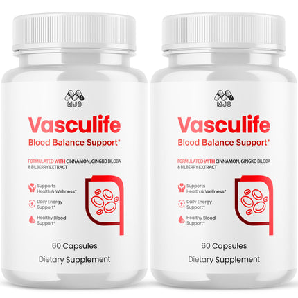 (2 Pack) Vasculife Capsules, Official Vascu Life Pills With All Natural Ingredients, Advanced Formula Blood Health Support with Maximum Strength Premium Quality Vitamins for Women & Men (120 Capsules)