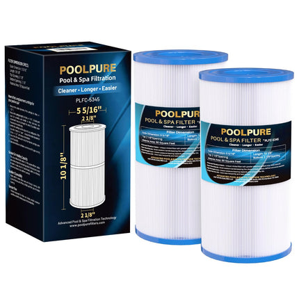 POOLPURE C-5345 Spa Filter Replaces PLBS50, Unicel C-5345, Filbur FC-2970, 817-0014, R173584, 173584, X268519, 10419, 14513, 50451, S2/G2 Spa, 5x10 Drop-in Hot Tub Filter (2pack)