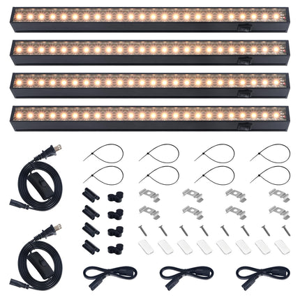 Barrina Grow Lights for Indoor Plants, Full Spectrum Sunlight, Black Cover LED Grow Light Bulbs, T5 Grow Light Strip, 1ft Plant Light for Indoor Plants Growing, 3 Mounting Modes, Yellow, 4 Packs