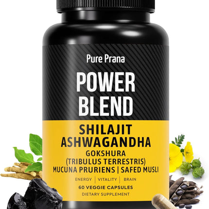 Pure Prana Shilajit Ashwagandha Safed Musli Gokshura for Men - Himalayan Power Blend