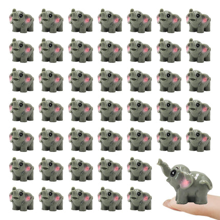 OZLMC 50 Pcs Mini Elephant Figurines for Fairy Gardens,Miniature Landscapes,Small Elephant Figurines ，Micro Landscape be Used for Various DIY Projects and Decorative，2 inches Long, 1.2 inches high