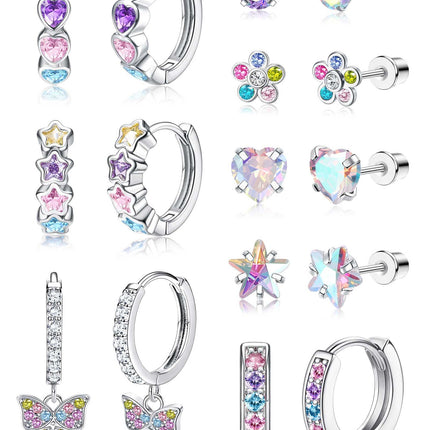 Jstyle Hypoallergenic Earrings for Girls Women Flat Back Earring Multicolor