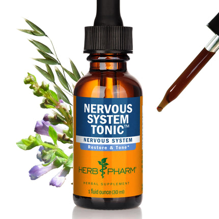Herb Pharm Nervous System Tonic with St. John’s Wort, Organic Skullcap & Milky Oat | Liquid Extract for Calm, Emotional & Stress Support Supplement | Vegan, Non-GMO, Up to ~3 Week Supply, 1 oz*