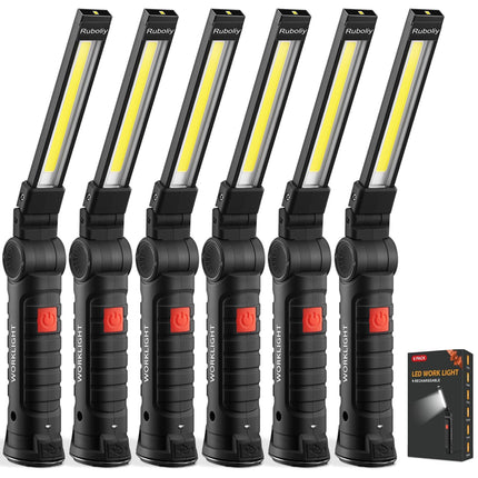 Ruboliy 6Pack Magnetic Rechargeable LED Work Light/Flashlight for Mechanics