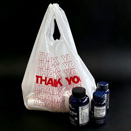 TashiBox Thank You plastic bags with handles(500 count),shopping,grocery T-shirt bags for small business,11.5" X 6.25" X 21", 15mic, 0.6 Mil