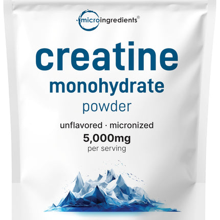 Creatine Monohydrate Powder 1 kg (2.2 Lbs), 5000mg Per Serv, Micronized Creatine Powder, Unflavored, Pure, No Filler, Keto & Vegan Friendly, Easy Dissolve Pre Workout Creatine for Women and Men