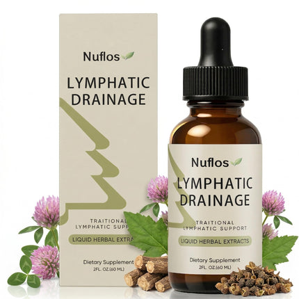 FQMUEV Nuflos Lymphatic Drainage Drops, Lymphatic Drainage Supplements, Premium 4-in-1 Herbal Blend, Daily Wellness & Overall Relief, 2 Fl. Oz (A)
