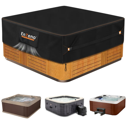 Enzeno Outdoor SPA Hot Tub Cover Waterproof Square 83 x 83 inch fit 82 x 82 or 81 x 81 or 420D Heavy Duty Cub Hot Tub Lid Protectors Protective Cover Cap