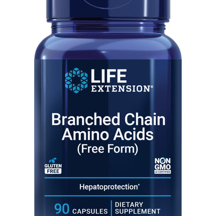 Life Extension Branched Chain Amino Acids (BCAAs), leucine, isoleucine, valine, Promotes Muscle Recovery After Exercise, Gluten-Free, Non-GMO, 90 Capsules