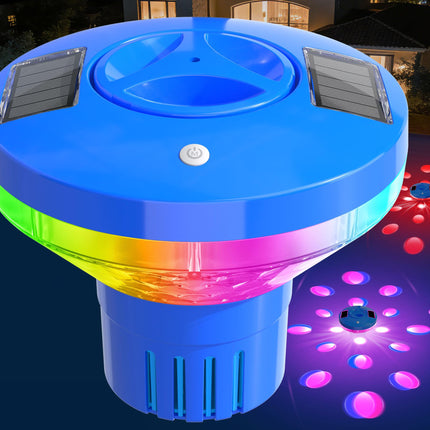 AquClor 2026 New Pool Chlorine Floater,Large Capacity Chlorine Floaters for 5 * 3'' Chlorine Tabs,Solar Chlorine Floater w/Light,Adjustable Floating Chlorine Dispenser for Pool,Hot Tub,Blue