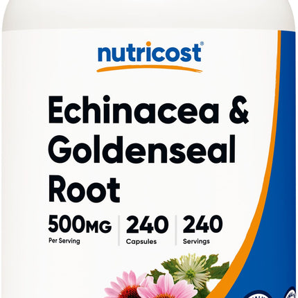 Nutricost Echinacea & Goldenseal Root, 500mg, 240 Capsules - Vegetarian Caps, Non GMO, Gluten Free