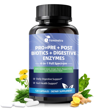 Ultra Probiotics for Women Men 200 Billion CFU - 36 Strains 14 Digestive Enzymes, 4 Anti-Bloat Herbs, 3 Prebiotic Fibers & 4 Postbiotics, Gut, Digestive, Regularity, Gas & Immune Support, Vegan 120 Ct