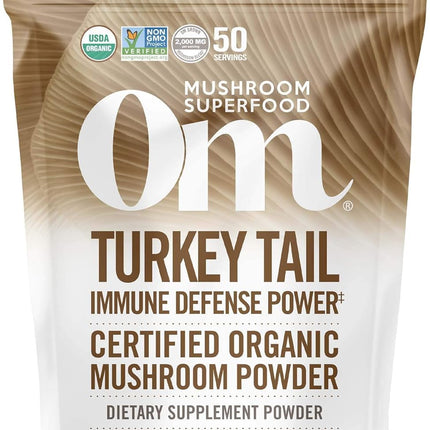 Om Mushroom Superfood Turkey Tail Organic Mushroom Powder, 3.5 Ounce, 50 Servings, Immune Support, Polysacchrides, Beta-Glucans, Gut Health & Holistic Defense Mushroom Supplement