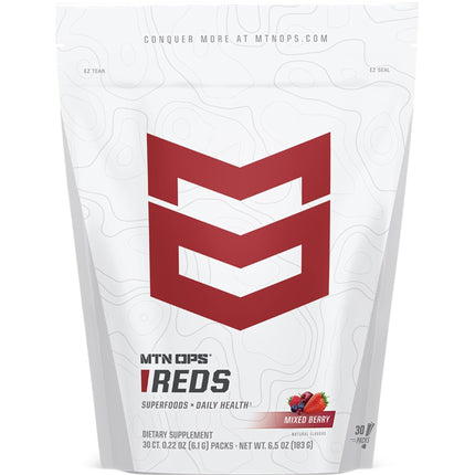 MTN OPS Reds Super Reds Antioxidant Drink Powder Daily Health Blend with Phytonutrients Free Radical Support 30 On The Go Stick Packs