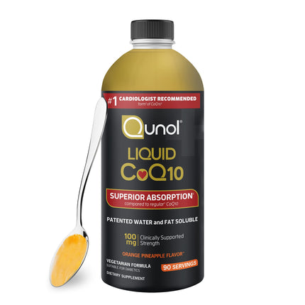 Qunol CoQ10 Liquid Supplement 100mg, Superior Absorption, Natural Form of Coenzyme Q10, Antioxidant for Heart Health, Orange Pineapple Flavored, 90 Servings, 30.4 oz Bottle