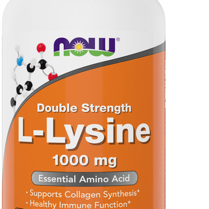 Now Foods L-Lysine 1000mg - Double Strength - 300 Tablets - Non-GMO Amino Acid Supplement (Llysine Hydrochloride)- 1000 mg Tabs - Vegan/Vegetarian