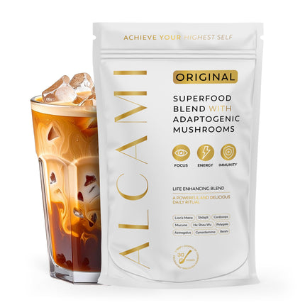 alcami elements Mushroom Coffee Enhancer – 10:1 Adaptogenic Superfood Blend with Lion’s Mane, Cordyceps & Reishi – Creamy Delicious Coffee Booster for Focus, Energy & Mood – 30 Servings