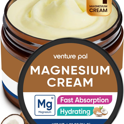 Venture Pal Topical Magnesium Cream, Fast-Absorbing Magnesium Moisturizing Lotion with Coconut Oil, Shea Butter & Hyaluronic Acid, Suitable for Kids