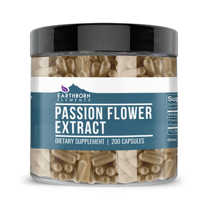 Earthborn Elements Passion Flower Extract 200 Capsules, Pure & Undiluted, No Additives